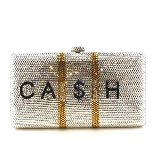 Solid crystal cash clutch